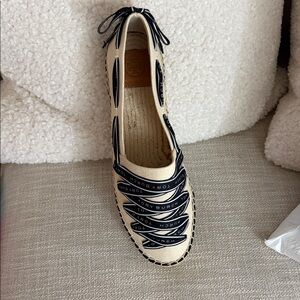 Tory Burch Tan and Black Espadrilles